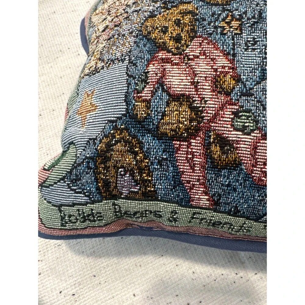 Tapestry VTG Teddy Bear Pillow Angels Can Fly Quote Accent Boyd Decor cottage